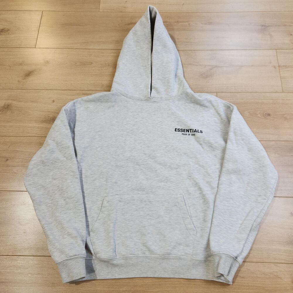 Fear Of God Essentials Hoodie Sweatshirt Mens Small Gray Fleece Pullover Logo